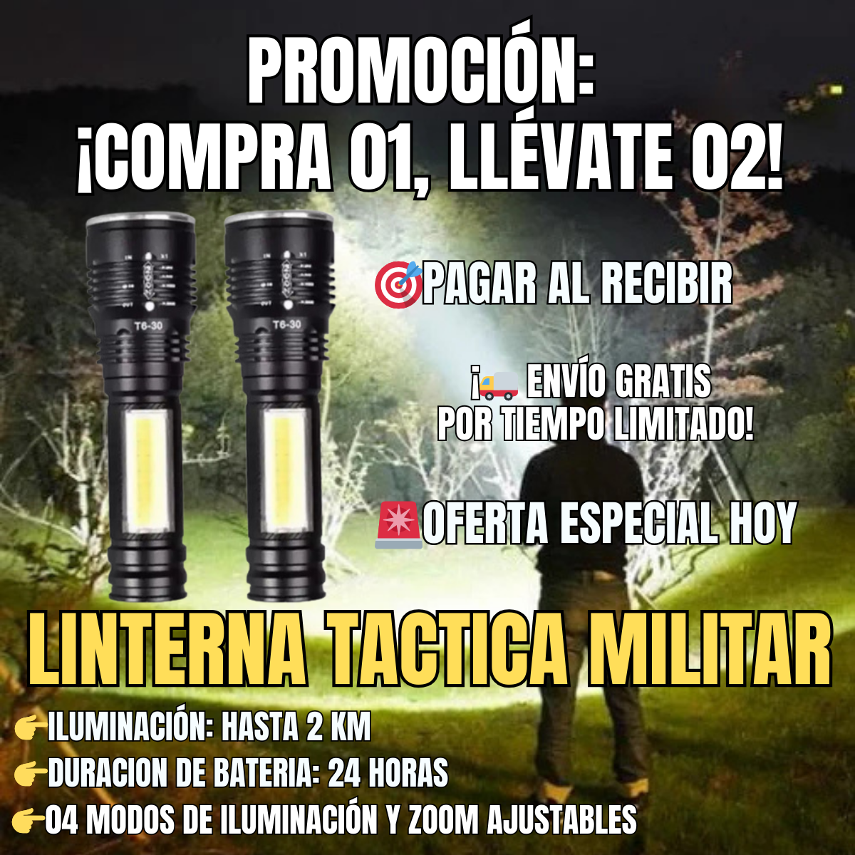 🔦 Linterna táctica Militar – La Más Potente del Mundo